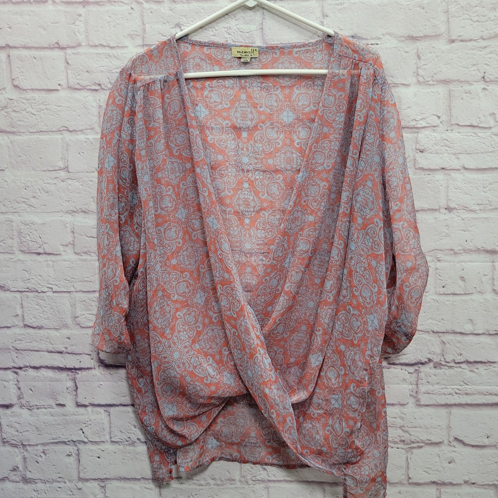 Oneworld Sheer Paisley Surplice Blouse XL Boho Lightweight Festival Fairycore